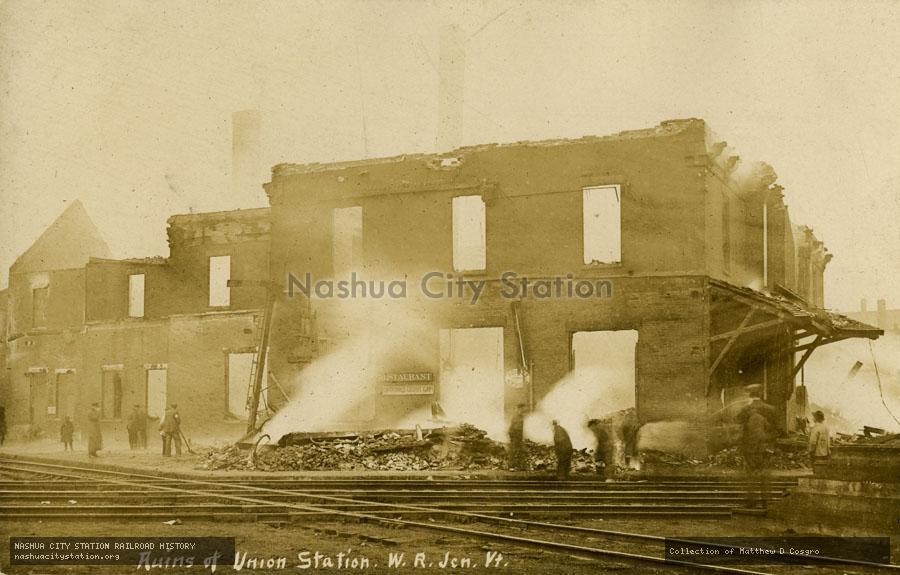 Postcard: Ruins of Union Station, White River Junction, Vermont